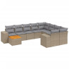 11 pcs conjunto sofás de jardim c/ almofadões vime PE bege 2