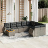 Set de sofás de jardín 10 pzas con cojines ratán sintético gris 1