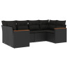 6 pcs conjunto sofás de jardim c/ almofadões vime PE preto 2