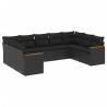 Set de sofás de jardín 8 piezas y cojines ratán sintético negro 2