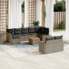 Set de sofás de jardín 10 pzas con cojines ratán sintético gris 1