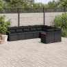 Set de sofás de jardín 8 piezas y cojines ratán sintético negro 1