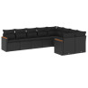 9 pcs conjunto de sofás p/ jardim c/ almofadões vime PE preto 2