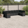 10 pcs conjunto sofás de jardim c/ almofadões vime PE preto 1