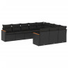 Set de sofás de jardín 10 pzas cojines ratán sintético negro 2