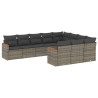 Set de sofás de jardín 10 pzas con cojines ratán sintético gris 2