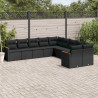 Set de sofás de jardín 10 pzas cojines ratán sintético negro 1
