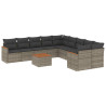 Set de sofás de jardín 11 pzas y cojines ratán sintético gris 2