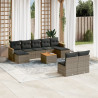 Set de sofás de jardín 10 pzas con cojines ratán sintético gris 1