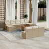 Set de sofás de jardín 11pzas con cojines ratán sintético beige 1