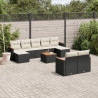 10 pcs conjunto sofás de jardim c/ almofadões vime PE preto 1