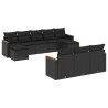 10 pcs conjunto sofás de jardim c/ almofadões vime PE preto 2