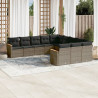 Set de sofás de jardín 11 pzas y cojines ratán sintético gris 1
