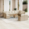 13 pcs conjunto de sofás p/ jardim com almofadões vime PE bege 1