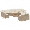Set sofás de jardín con cojines 13 pzas ratán sintético beige 2