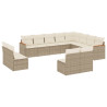12 pcs conjunto de sofás p/ jardim com almofadões vime PE bege 2