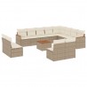 Set sofás de jardín con cojines 13 pzas ratán sintético beige 2
