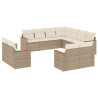 Set de sofás de jardín 11pzas con cojines ratán sintético beige 2