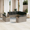 Set de sofás de jardín 11 pzas y cojines ratán sintético gris 1