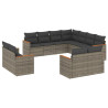 11 pcs conjunto sofás de jardim c/ almofadões vime PE cinzento 2