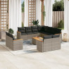 Set de sofás de jardín 12 pzas con cojines ratán sintético gris 1