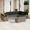 Set de sofás de jardín 12 pzas con cojines ratán sintético gris 1