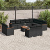 13 pcs conjunto de sofás de jardim com almofadões vime PE preto 1