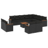 13 pcs conjunto de sofás de jardim com almofadões vime PE preto 2