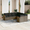 Set de sofás de jardín 8 pzas y cojines ratán sintético gris 1