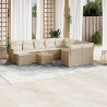 Set de sofás de jardín 11pzas con cojines ratán sintético beige 1