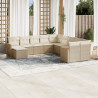 11 pcs conjunto sofás de jardim c/ almofadões vime PE bege 1