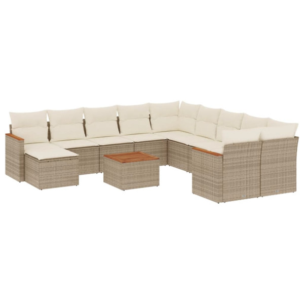 Set de sofás de jardín 12 pzas y cojines ratán sintético marrón M 2