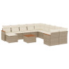 12 pcs conjunto de sofás p/ jardim com almofadões vime PE bege 2