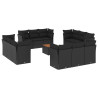 13 pcs conjunto de sofás de jardim com almofadões vime PE preto 2