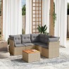 Juego de sofás jardín con cojines beige mezcla 6 pzas ratán PE 1