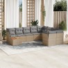 Juego de sofás jardín con cojines beige 10 pzas ratán sintético 1