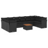 Set de sofás de jardín 11 pzas y cojines ratán sintético negro 2