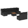 10 pcs conjunto sofás de jardim c/ almofadões vime PE preto 2