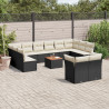 13 pcs conjunto de sofás de jardim com almofadões vime PE preto 1