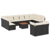 Set de sofás de jardín y cojines 13 pzas ratán sintético negro 2
