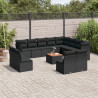 Set de sofás de jardín y cojines 13 pzas ratán sintético negro 1