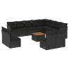 13 pcs conjunto de sofás de jardim com almofadões vime PE preto 2