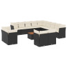 Set sofás de jardín 14 pzas con cojines ratán sintético negro 2