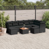 Set de sofás de jardín 10 pzas cojines ratán sintético negro 1