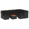 10 pcs conjunto sofás de jardim c/ almofadões vime PE preto 2