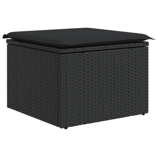 11 pcs conjunto sofás de jardim c/ almofadões vime PE preto M 3