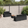 6 pcs conjunto sofás de jardim c/ almofadões vime PE preto 1