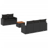 6 pcs conjunto sofás de jardim c/ almofadões vime PE preto 2