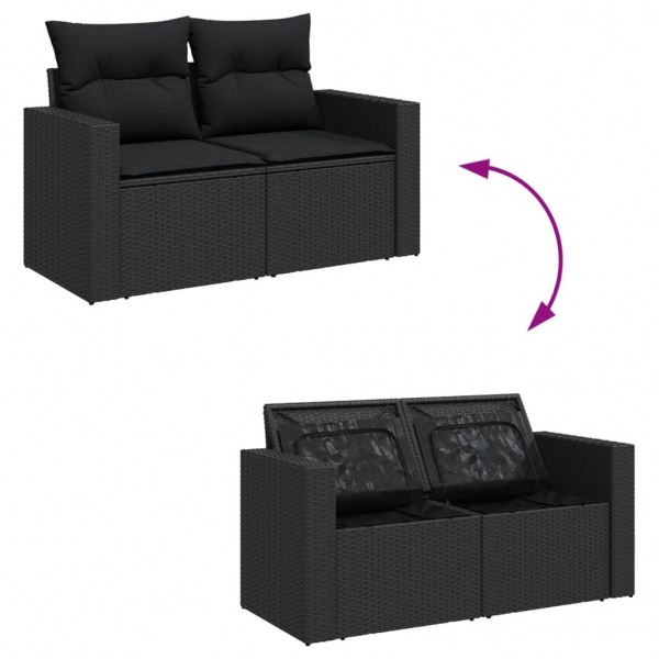 Set de sofás de jardín 8 piezas y cojines ratán sintético negro M 4