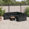 9 pcs conjunto de sofás p/ jardim c/ almofadões vime PE preto 1